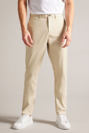 Ted Baker Cream Regular Fit Haybrn Textured Chino Trousers