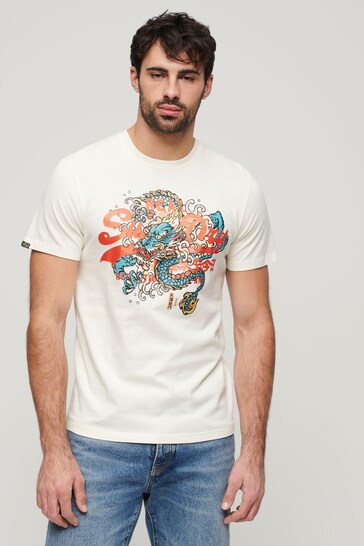 Superdry White Tokyo Graphic T Shirt