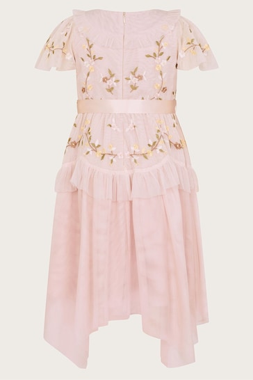 Monsoon Pink Cora Embroidered Ruffle Dress