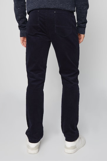 Threadbare Navy Cotton Corduroy 5 Pocket Trousers With Stretch