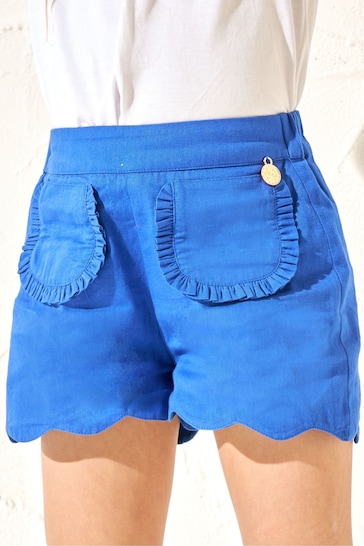 Angel & Rocket Blue Lacey Scallop Hem Shorts