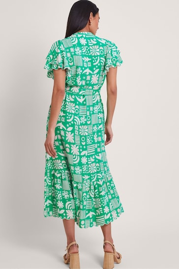 Monsoon Green Dario Print Dress