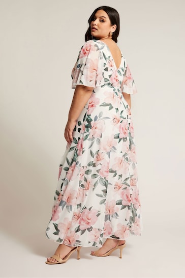 Yours London Curve White Floral Print Wrap Maxi Dress