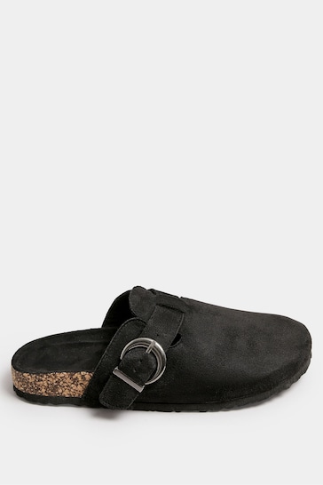 Yours Curve Black Faux Suede Clogs In Extra Wide EEE Fit