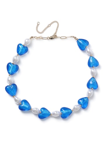 Aela Blue Glass Heart Necklace
