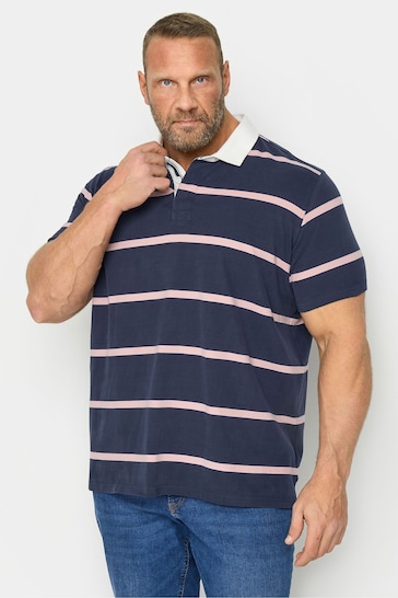BadRhino Big & Tall Blue Camo Stripe Rugby Polo Shirt