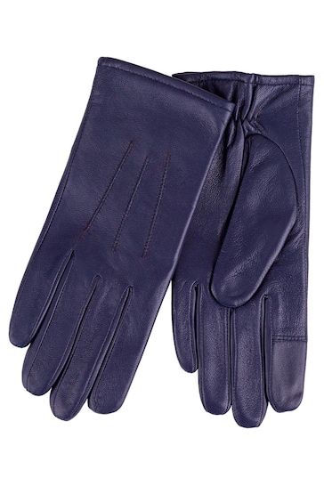 Totes Navy 3 Point Smartouch Leather Gloves