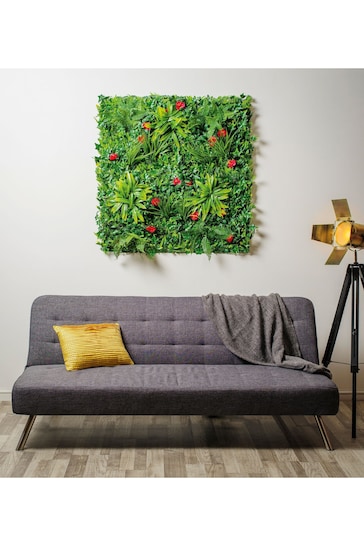 Premier Decorations Ltd Green 100x100cm Camellia with Flower Dracaena Fern Ivy Garden Living Wall