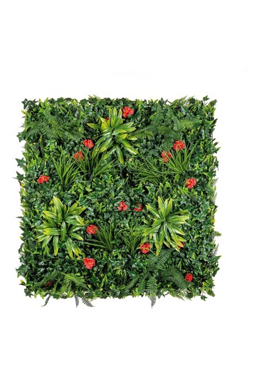 Premier Decorations Ltd Green 100x100cm Camellia with Flower Dracaena Fern Ivy Garden Living Wall