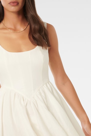 Forever New White Pure Linen Trinity Corset Mini Dress