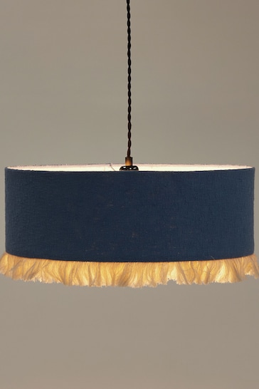 Oliver Bonas Blue Alma Boucle Tassel Lamp Shade