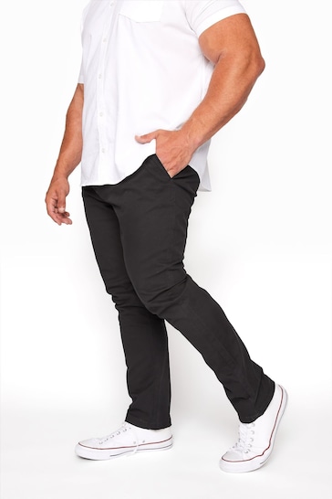 BadRhino Big & Tall Black Stretch Chino Trousers