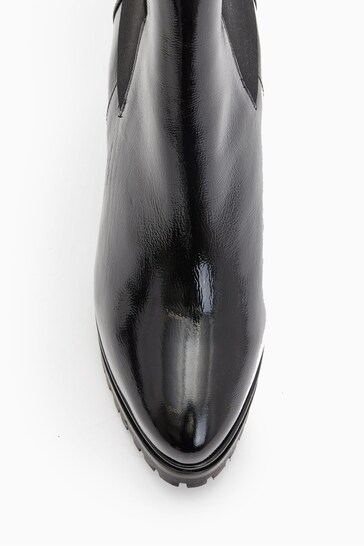 AllSaints Black Sarris Patent Boots