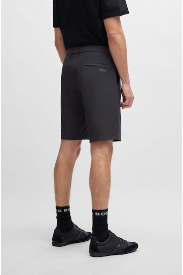 BOSS Black Slim-Fit Shorts in Water-Repellent Easy-Iron Fabric