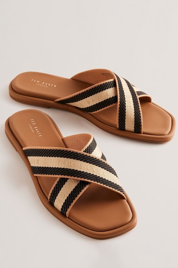 Ted Baker Brown Ashika Webbing Flat Sandals