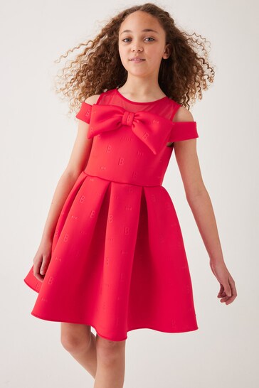 Baker by Ted Baker Red Bow Mesh Scuba Dress