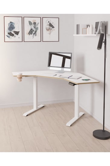 Koble White Gino Corner Height Adjustable Desk