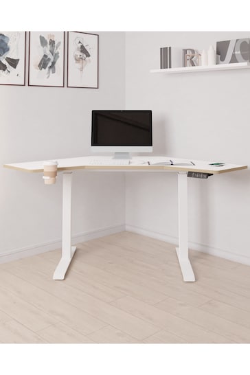 Koble White Gino Corner Height Adjustable Desk