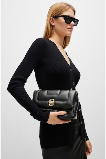 BOSS Black Faux-Leather Shoulder Bag With Double Monogram