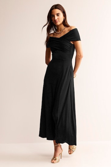Boden Black Petite Bardot Jersey Maxi Dress