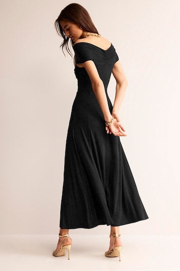 Boden Black Petite Bardot Jersey Maxi Dress