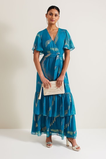 Phase Eight Blue Charissa Silk Maxi Dress