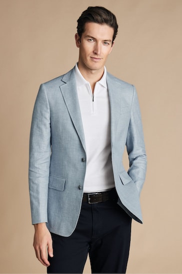 Charles Tyrwhitt Blue Slim Fit Updated Linen Cotton Jacket