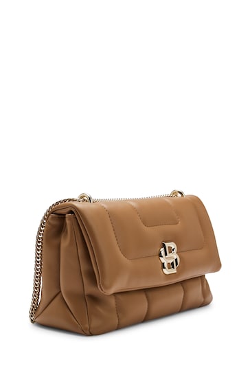 BOSS Brown Faux-Leather Shoulder Bag With Double Monogram