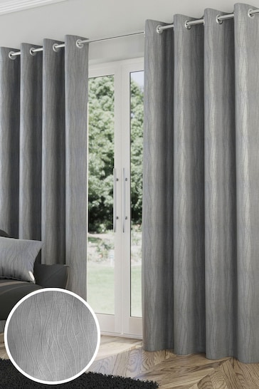 Enhanced Living Silver Thermal Room Darkening Goodwood Readymade Curtains