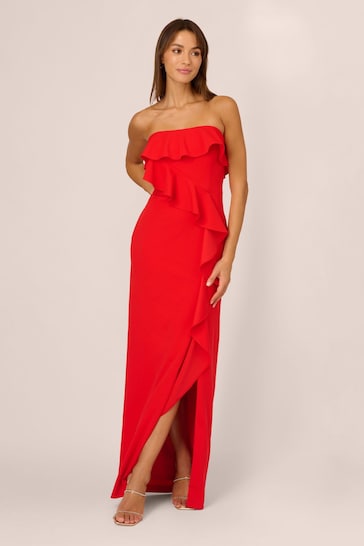 Adrianna Papell Red Stretch Crepe Column Gown