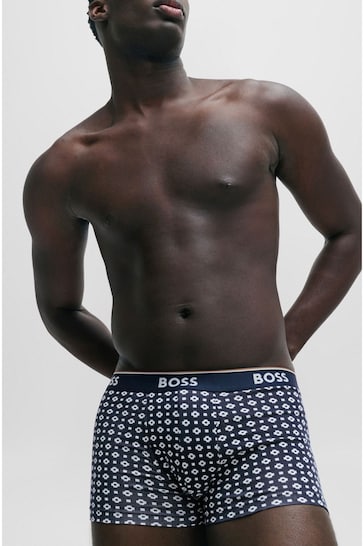 BOSS Black Three-Pack Of Stretch-Cotton Trunks With Logo Waistbands