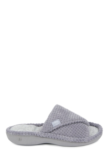 Totes Kampus Grey Popcorn Turnover Open Toe Slippers
