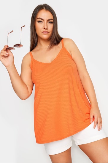 Yours Curve Orange Ribbed Cami