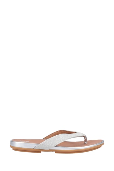 FitFlop Silver Gracie Shimmerlux Toe Post Sandals