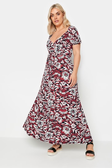 Yours Curve Red Floral Wrap Maxi Dress