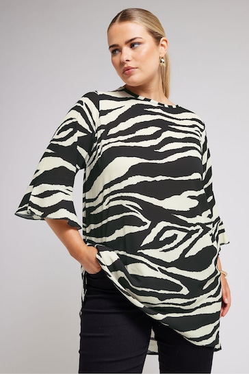 Yours London Curve Black Zebra Print Tunic Top