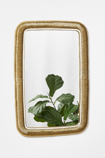 Oliver Bonas Gold Lucia Ribbed Metal Wall Mirror