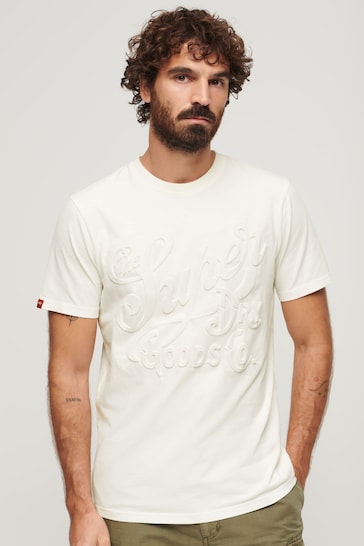 Superdry White Embossed Archive Graphic T-Shirt