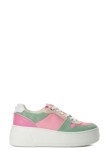 Dune London Pink Evangelyn Flatform Lace Up Trainers