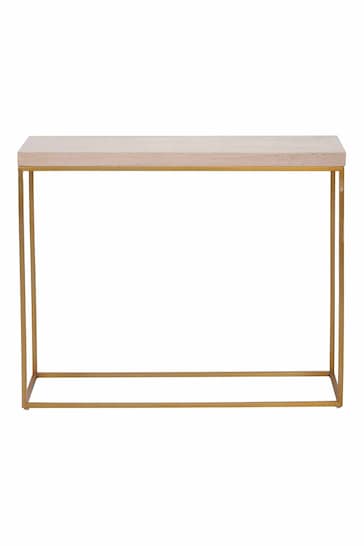 Pacific Beige Granite and Gold Metal Console Table