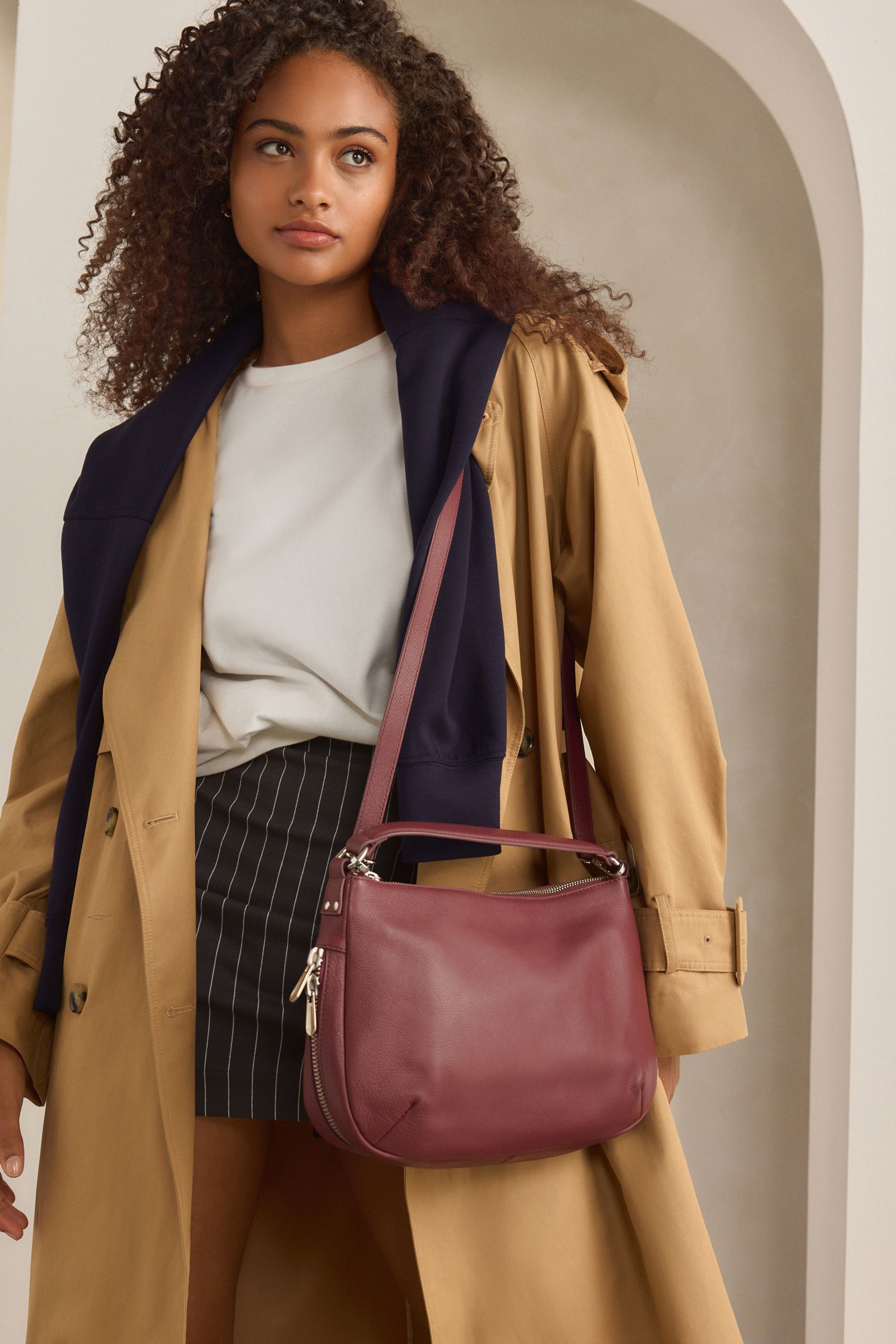 Buy Burgundy Red Leather Handle Slouchy Cross Body Bag from the Next UK online shop