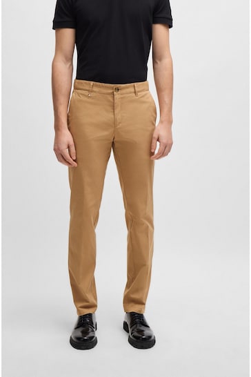 BOSS Natural Slim Fit Stretch Cotton Trousers