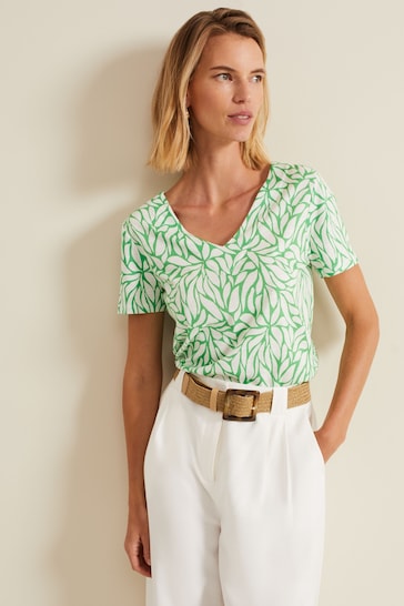 Phase Eight Green Alice Leaf Print Top