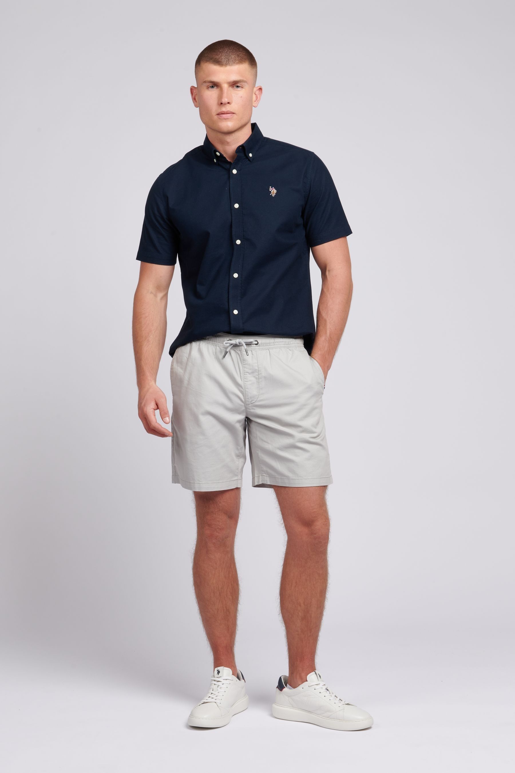 Buy U.S. Polo Assn. Grey Mens Linen Blend Deck Shorts from the Next UK online shop