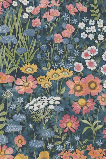 Graham & Brown Blue Wallflower Wallpaper