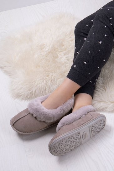 Just Sheepskin Grey Ladies Classic Slippers
