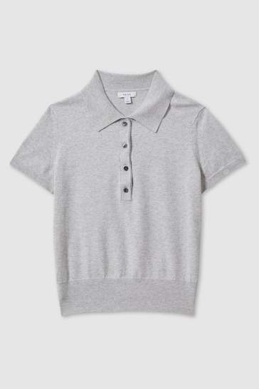 Reiss Grey Polly Cotton Blend Polo Shirt