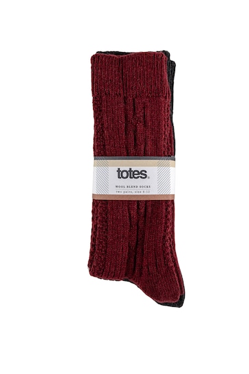 Totes Grey Twin Pack Thermal Wool Blend Socks