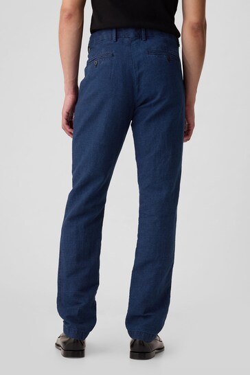 Gap Navy/Blue Linen Blend Slim Fit Trousers