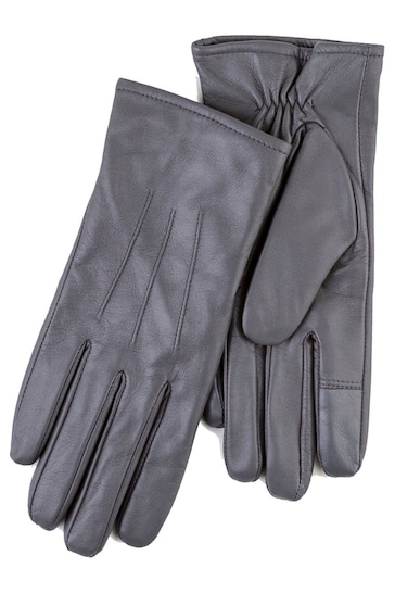 Totes Grey 3 Point Smartouch Leather Gloves